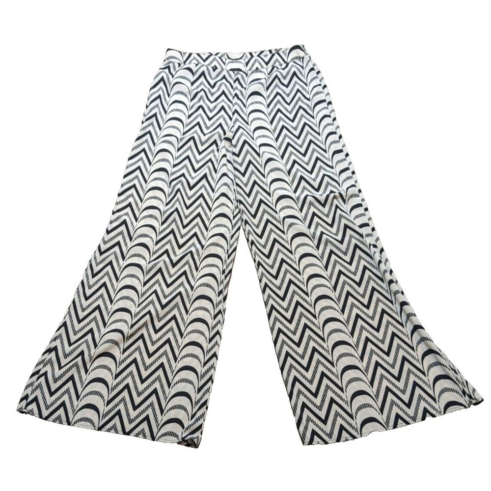 ARK & Co  Women’s Palazzo Pants Black & Stone 100% Polyester Size Large